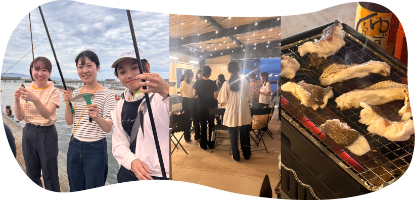 釣りやBBQをしている写真